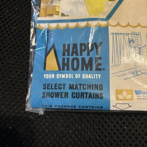 Vtg 1960's Vinyl Window Curtain Sierra Yellow 66 x 45 Inch Happy Home Woolworth - Picture 7 of 9